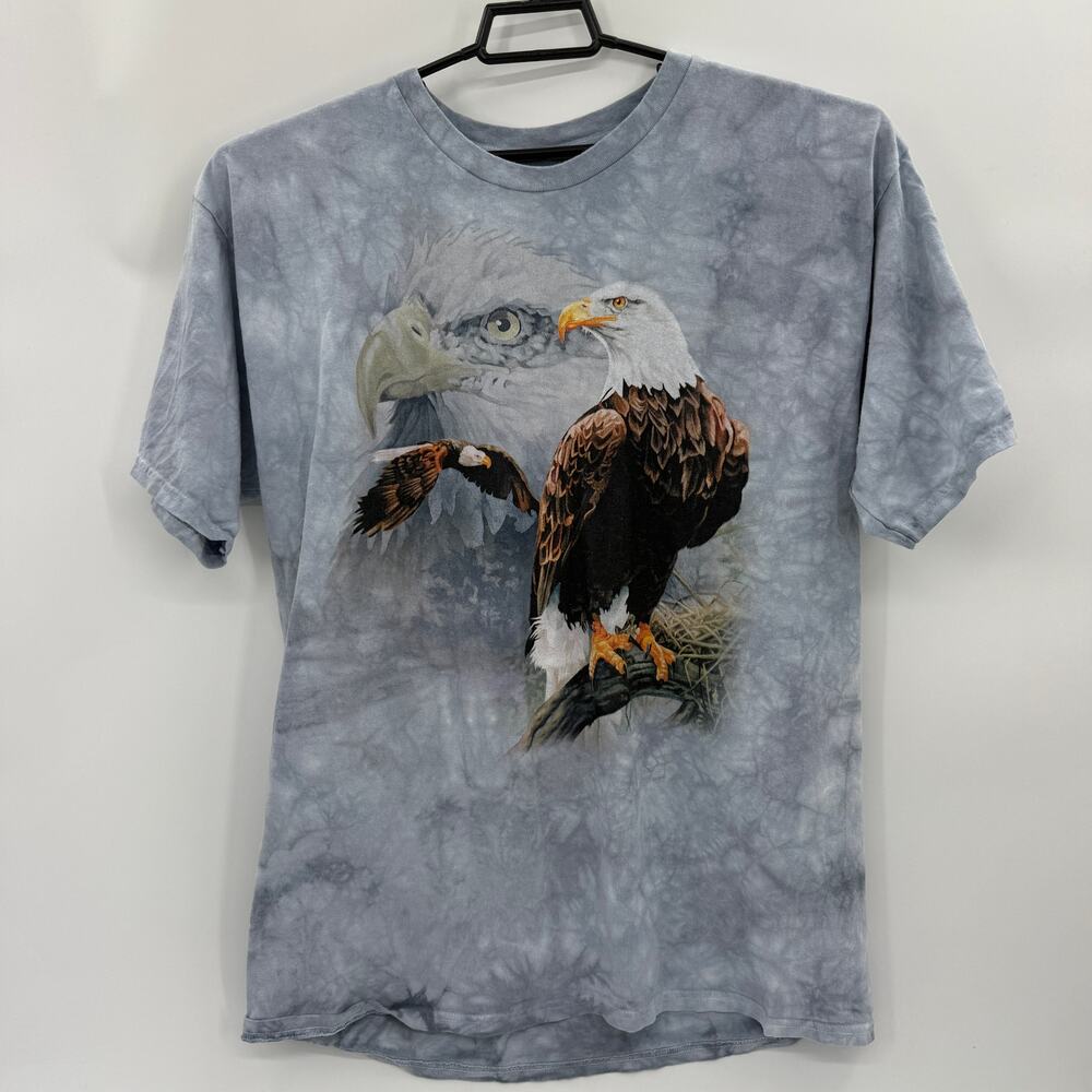 THE MOUNTAIN Shirt Eagle Blue Tie Dye Unisex Size XL Crew Neck Hoonah Alaska
